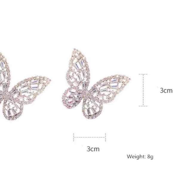 NEW 18K white gold plated butterfly earrings - Picture 5 of 5
